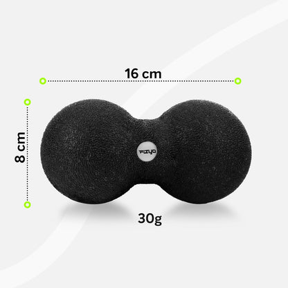 FIZYO Double EPP Massage Ball 16x8cm - Muscle Massager for Back, Neck, Foot and Trigger Point for Physical Therapy, Yoga, CrossFit, Pilates, Recovery and Rehabilitation (Black)