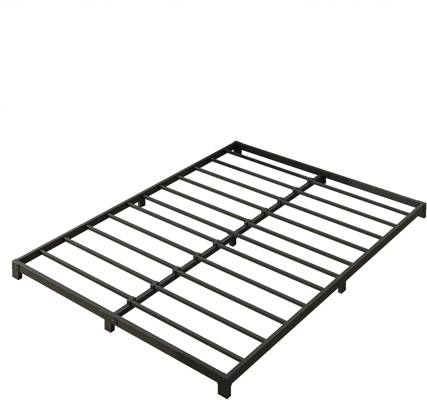 VERFARM 3 Inch Low Queen Size Bed Frame, Heavy Duty Metal Platform Bed Frame Queen, No Box Spring Needed, Sturdy Steel Slat Support, Easy Assembly, Black, Queen