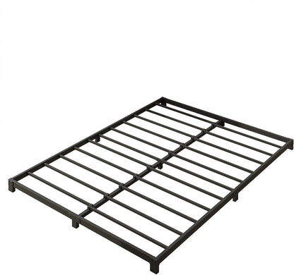 VERFARM 3 Inch Low Queen Size Bed Frame, Heavy Duty Metal Platform Bed Frame Queen, No Box Spring Needed, Sturdy Steel Slat Support, Easy Assembly, Black, Queen