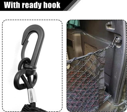 Car Rear Cargo Net, Heavy Duty Cargo Net Stretchable, Adjustable Elastic Storage Organizer Net, Trunk Cargo Storage Net with Hooks, Universal Fit for Car, Vehicle, SUV (35.4"x15.8")