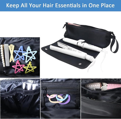 2 in 1 Hair Tools Case With Heat Resistant Mat, Large Travel Bag for Flat Irons, Straighteners, Curling Iron, Haircare Accessories