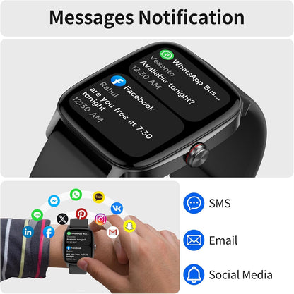 Smart Watch for Men Women, IP68 Waterproof, Bluetooth Calling, Fitness Tracker, Sleep Monitoring, 1.85'' DIY Dial, AI Built-in, 100+ Sports Modes, 7 Days Battery, Compatible with Android & iPhones