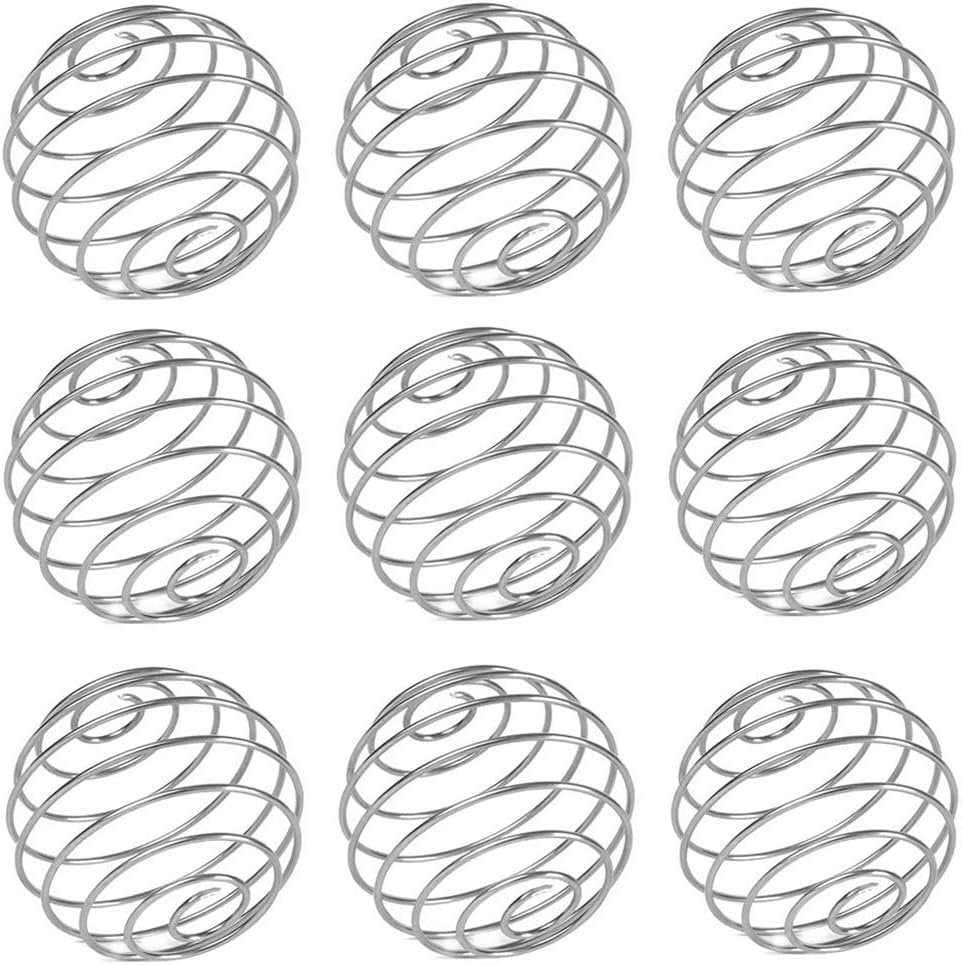 Qtopun Stainless Steel Wire Ball Shaker Set of 9, Milkshake Protein Blender, Whisky Stirrer, Juice Mixer, Drinking Cup Shaker Bottle