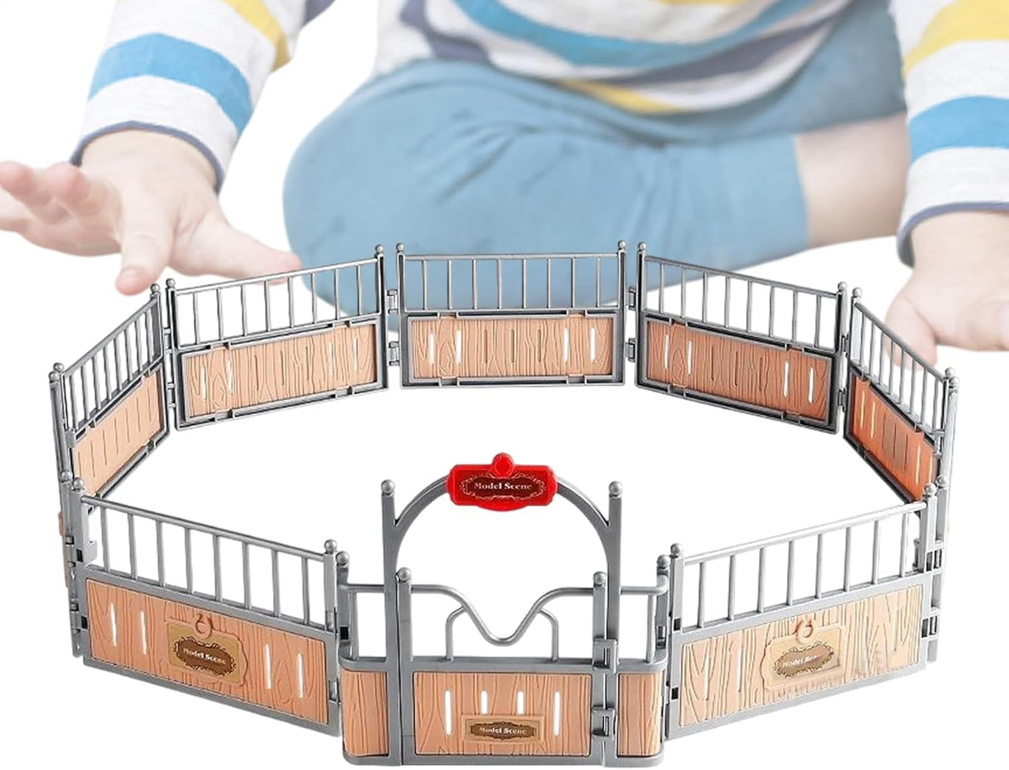 Horse Figurine, Animal Fence, Stabile Model Set, 12,2 x 18,11 x 5,71 pollici Realistic Play Collection, Durable Farm Toys, 12 pezzi regalo per compleanno e bambini