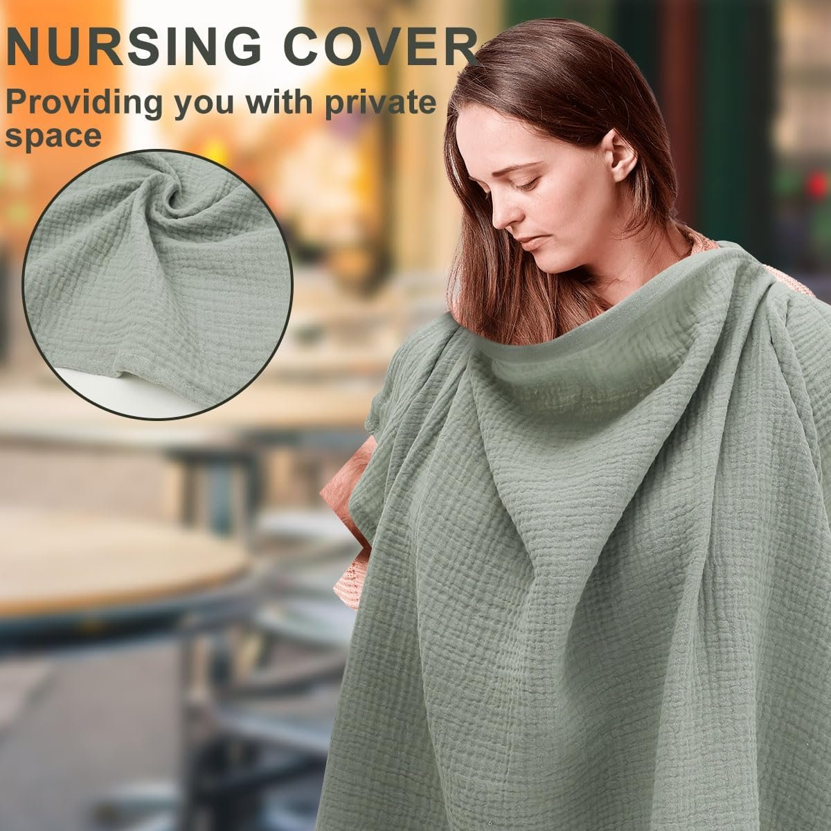 Nursing Cover for Baby Breastfeeding, Breathable Cotton Breastfeeding Cover, Soft Comfortable Privacy Nursing Covers, Lightweight Breast Feeding Cover, Multipurpose Nursing Apron for Mom