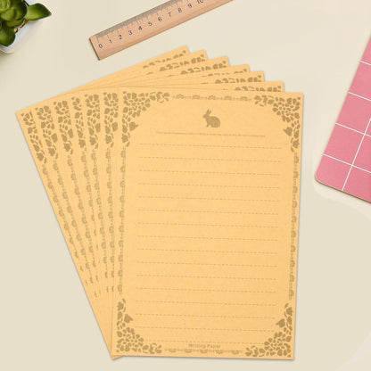KSIWRE 48 PCS Vintage Style Stationery Paper and Envelopes Set, 32 PCS Lined Stationary Writing Paper with 16 PCS Envelopes, Old Looking Paper Antique Paper for Writing Letters Party Invitations