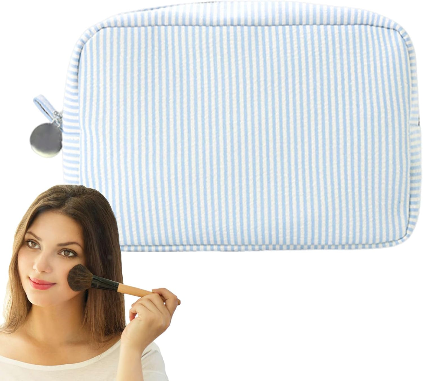 Travel Makeup Bag, Large Capacity Organizer, Portable Toiletry Case, Aesthetic Zipper Pouch, 8.66x5.91x3.54 inches, Lightweight Sturdy Design, Ideal for Gym, Outdoor Adventures