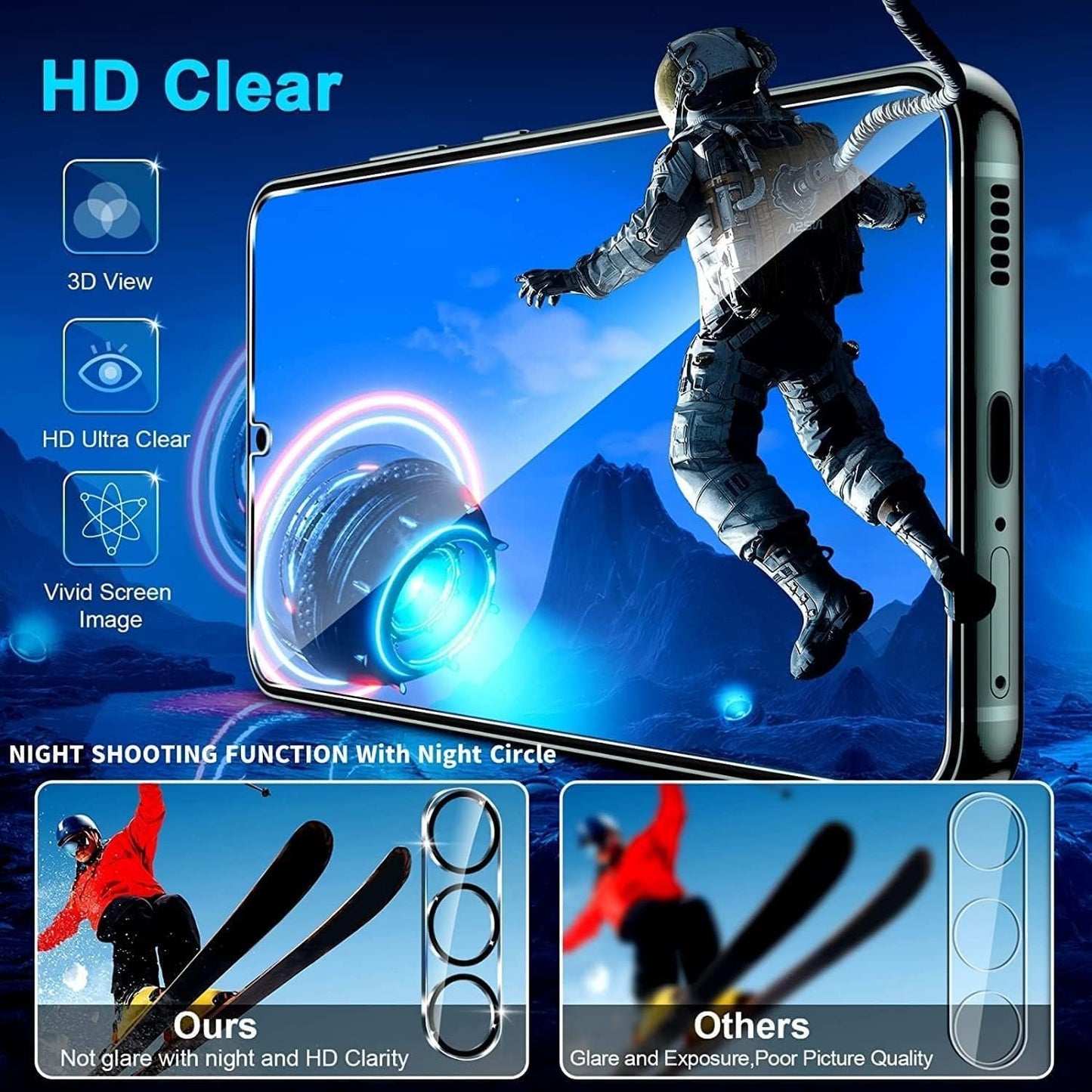 [3+3 Pack] Glass Screen Protector for Samsung Galaxy S23 5g, 9H Tempered glass, Ultrasonic Fingerprint Support, HD Clear, Anti Scratch Bubble Free for Galaxy S23 glass Screen Protector