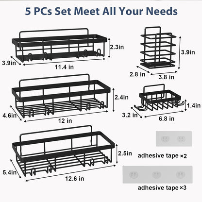Yimoshan Adhesive Shower Caddy Organizer Shelves Rack - 5 Pack Corner Bathroom Storage Organization, Home & Kitchen Decor Inside RV Accessories (Pink)