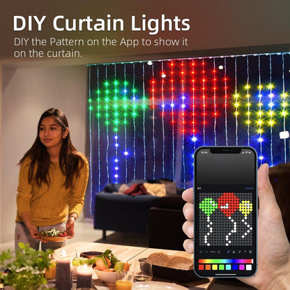 Advwin Curtain Lights, 2m x 2m Smart 400 LED Curtain Lights, APP Music Sync Dynamic DIY, for Bedroom Living Room Halloween Christmas Decor