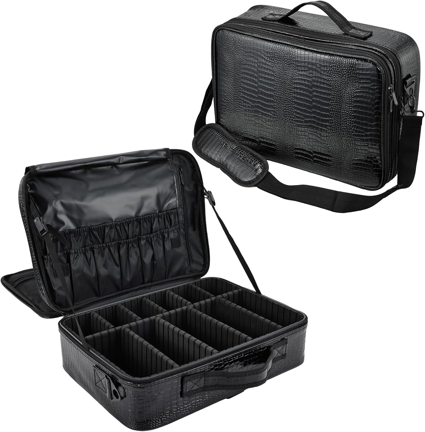 Professional Makeup Bag Large Women's Beauty Case Cosmetic Bag Makeup Bag Makeup Case, Black