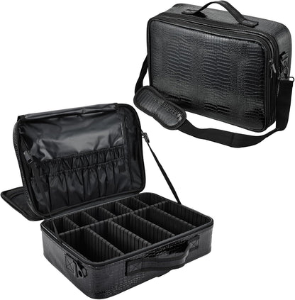 Professional Makeup Bag Large Women's Beauty Case Cosmetic Bag Makeup Bag Makeup Case, Black