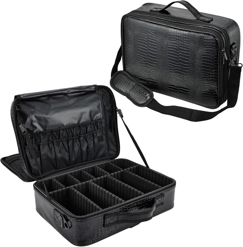 Professional Makeup Bag Large Women's Beauty Case Cosmetic Bag Makeup Bag Makeup Case, Black