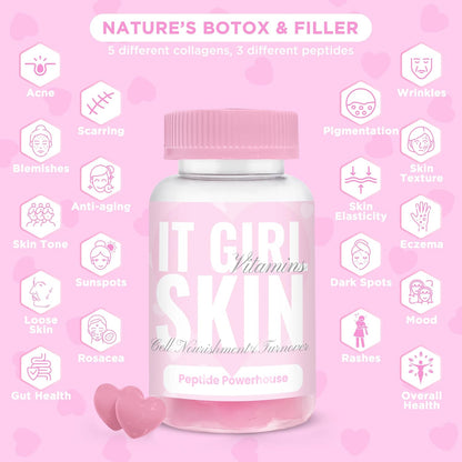 Glowing Skin Collagen Gummy, Hydrated, Youthful Skin, Hyaluronic Acid, Peptides, Retinol, Sea Moss, Vitamins & Antioxidants for Anti-Aging, Acne, Skincare, Beauty Gummies for Women, Organic & Vegan