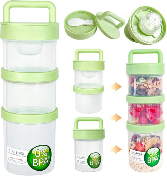 On-the-go Yogurt Parfait Container with Lids and Spoon,Stackable Sealable Overnight Oats Containers,Reusable Food Container Prep Cereal Yogurt Salad Fruit Snacks Crunch Granola Spill Proof