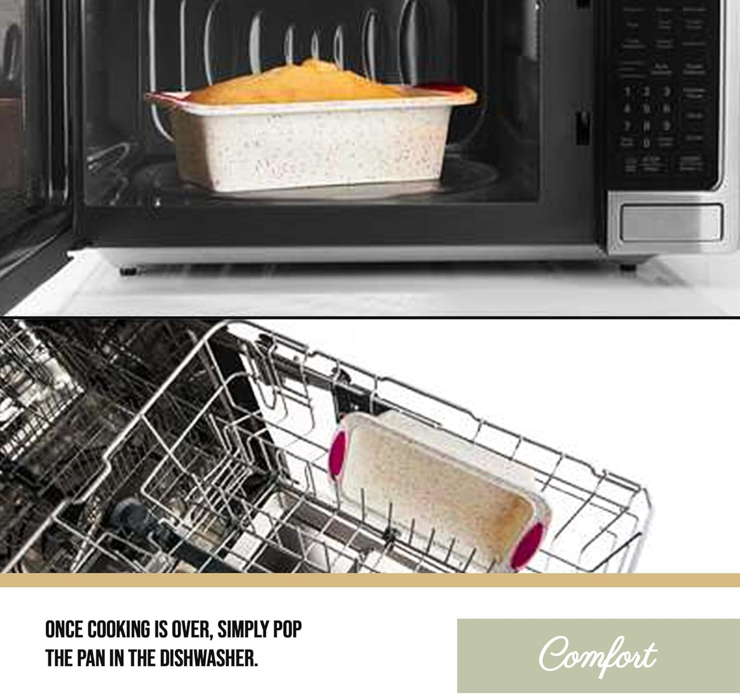 Trudeau Structure Nonstick Structure Silicone Bread Loaf Pan Bakeware with Steel Structure, Medium, White Confetti (05118555)