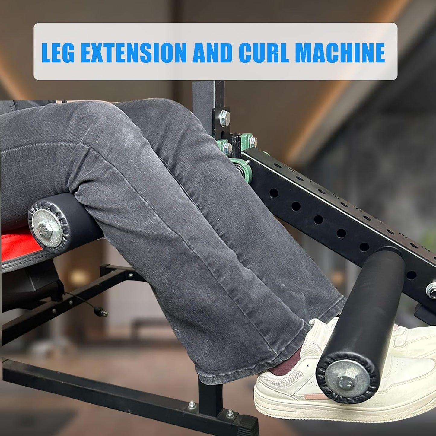 BLUSLM Power Rack Mounted Leg Extension and Curl Machine for Home Gym Equipment, Adjustable Leg Extension Attachment, Leg Press Attachment for Lower Body Leg Muscle Training