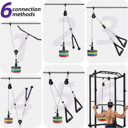 OKSTENCK Home Gym Pulley System,Suitable for Broad Muscle Pull Downs, Bicep Curls, tricep Workout Pulley kit, Shoulder, Back, Forearm Workout Too. High Pull Down Professional Home Pulley Gym kit.