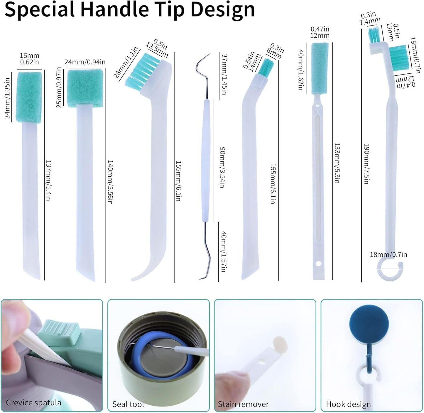 Small Cleaning Brush Set for Household, Car Vent Detailing Cleaning Stick, Humidifier Groove Bottle Gap Cleaning Tool, Crack Crevice Cleaner for Door Window Track Faucet Croner Hard Tight Spaces