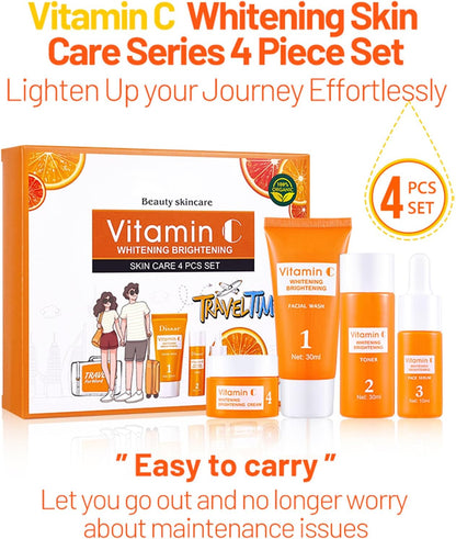 Skin Care Face Kit, Women's Gift Box for Cleansing and Moisturizing with Vitamin C Face Cream, Skincare Anti-Ageing Hydration Intens Lightens Pigment Spots Suitable for All Skin Types