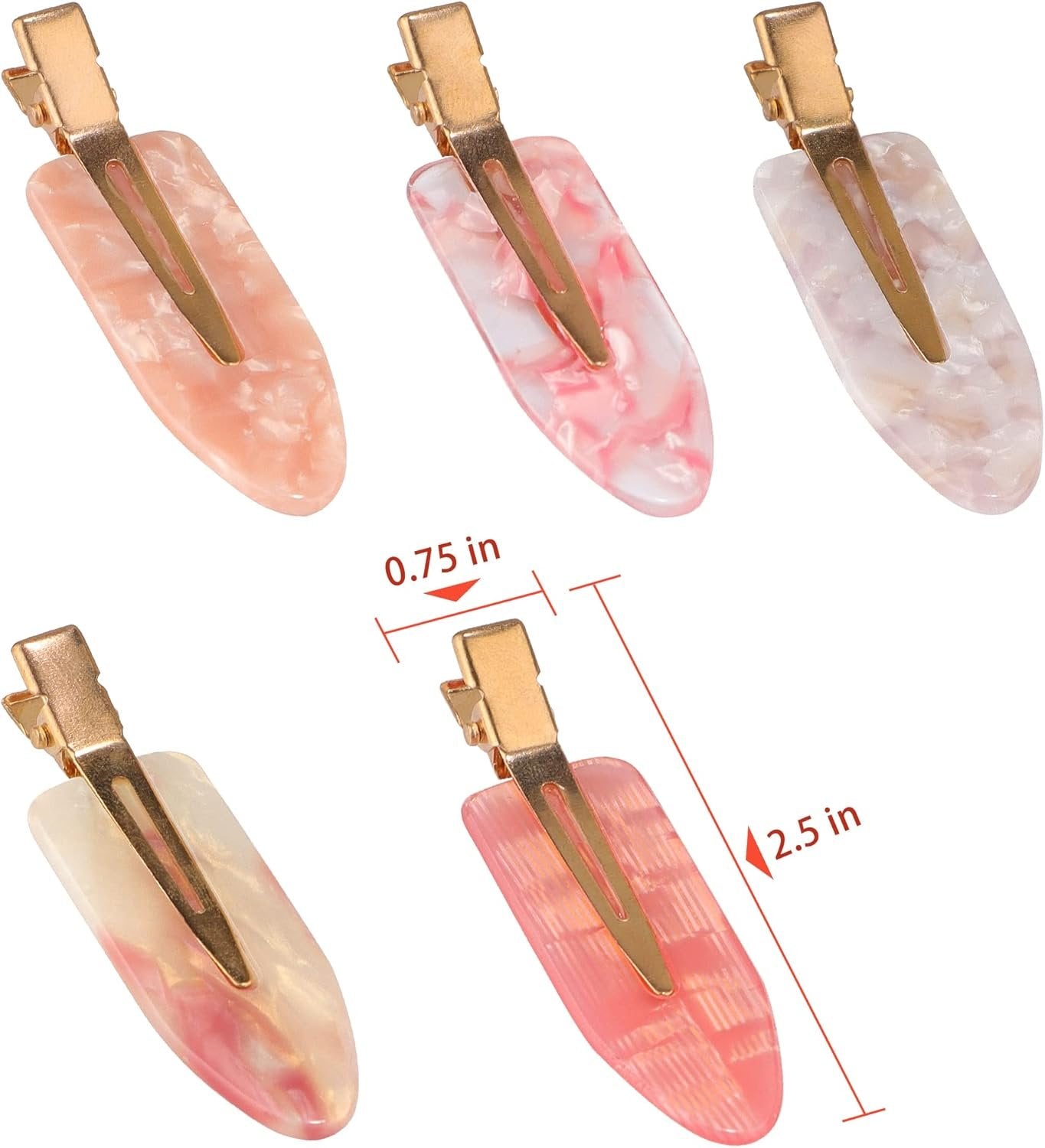 Magicsky 10PCS No Bend Hair Clips for Styling, Acrylic Resin Flat Clip, No Crease Curl Small Pin, Bang Seamless Hair Barrette Tool for Makeup-Hairstyle Accessories for Women Girls, Pink Opal