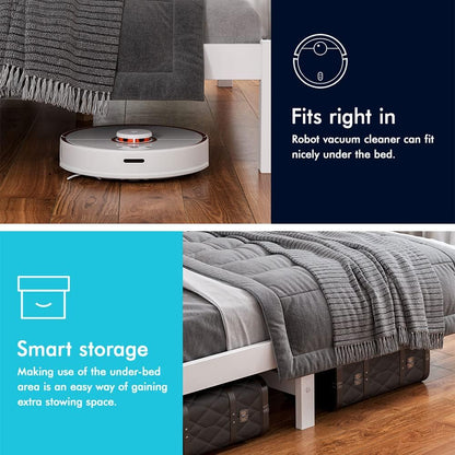 ALFORDSON Double Bed Frame Wooden Bed Base with Timber Slats, Solid Pine Wood Mattress Base Platform Support, Bed Foundation with Storage Space, Home Bedroom Furniture (Fenella Series in White)