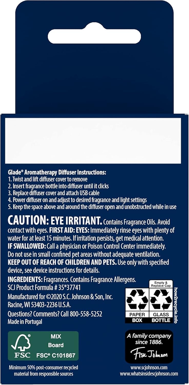 Glade Aromatherapy Cool Mist Oil Diffuser Refill, Spark Energy, Grapefruit + Mint, 0.56 fl oz