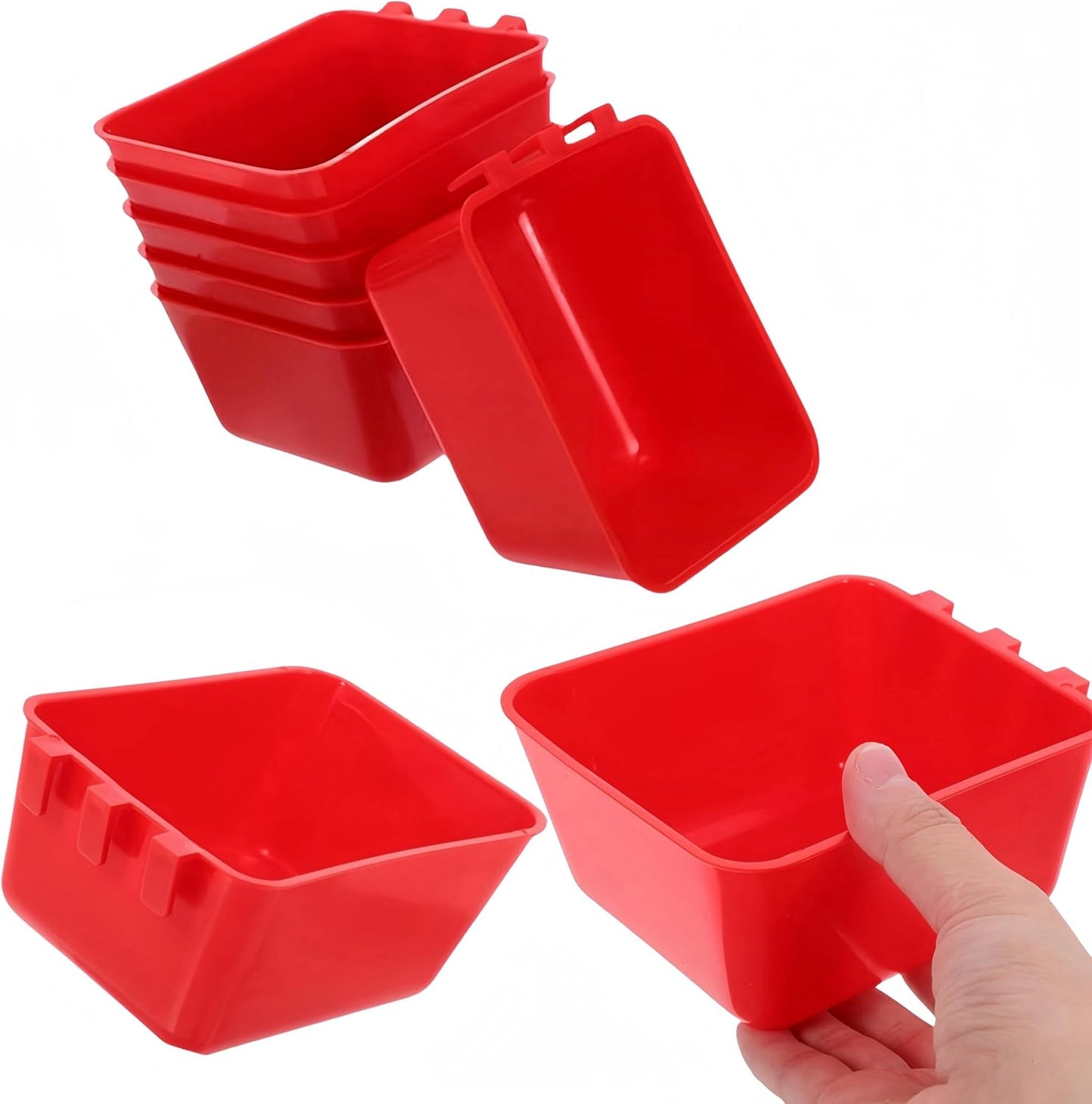 6 Pack Hanging Cage Bird Cups, Chicken Cage Seed Bowl,Plastic Bird Coop Trough, Hanging Feeding Cups Chicken Coop Supplies, Small Animal Feeder for Gamefowl Parrot Parakeet Poultry