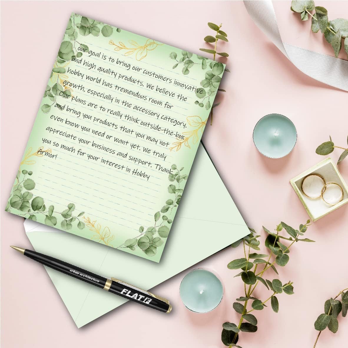 Lined Stationary Set with Envelopes 48 Writing Stationary Paper with 48 Envelopes - Flora Lines Stationary Paper Set Letter Writing Paper, 8.5 x 11 Inch of Each Stationery Paper, 6 Designs Assorted