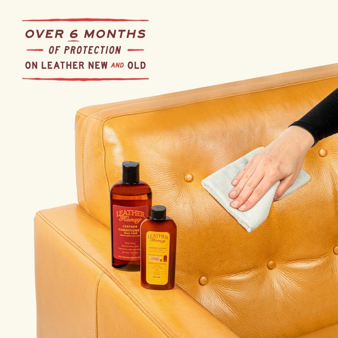 Leather Honey Leather Conditioner - Quality Leather Care, Since 1968 - Leather Conditioner for Auto Interiors, Furniture, Shoes, Bags, Accessories & Apparel - 16oz