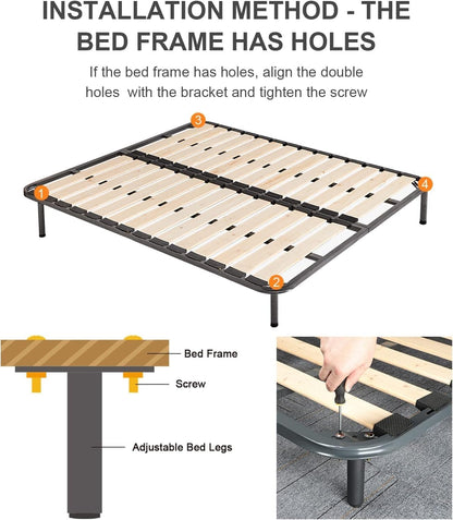 EURXLQ Adjustable Metal Bed Feet for Slatted Bases, Furniture, Sofas and TV - with Screws (Black, 4 Pieces, 12-18 cm)