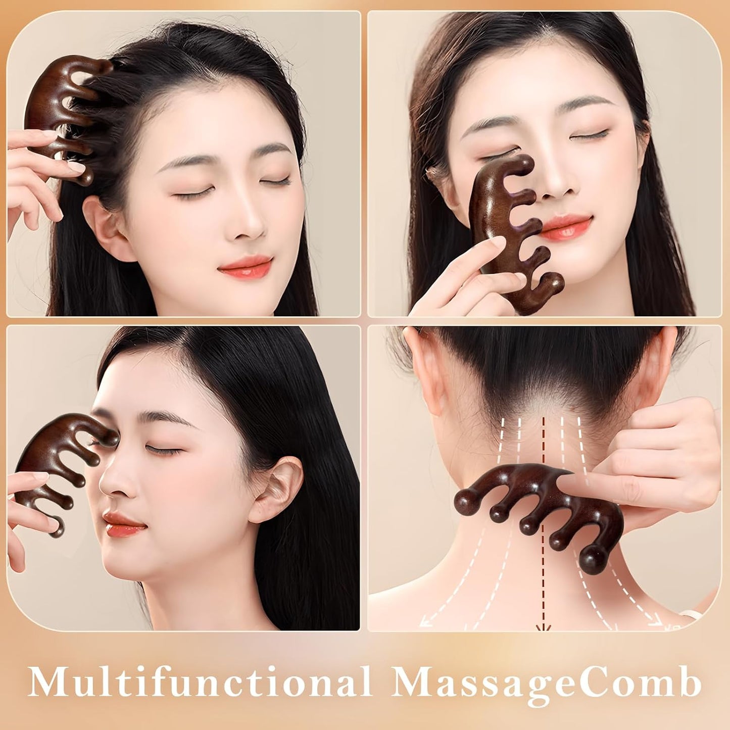 Wooden Scalp Massager - Handmade 100% Natural Green Sandalwood Wide Tooth Combs - Wood Massage Comb & Sandalwood Comb for Luxurious Hair Care
