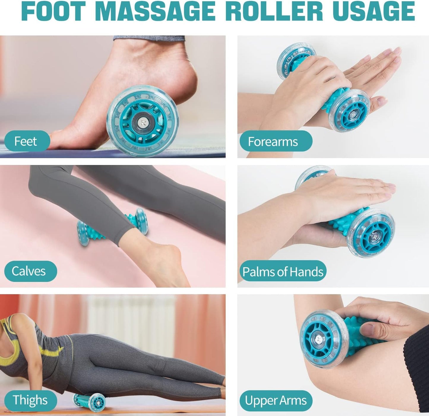 KINGTLE Foot Massage Roller Kit 3 Pcs for Plantar Fasciitis Relief, Muscle Massage Roller and Balls for Circulation and Foot Pain