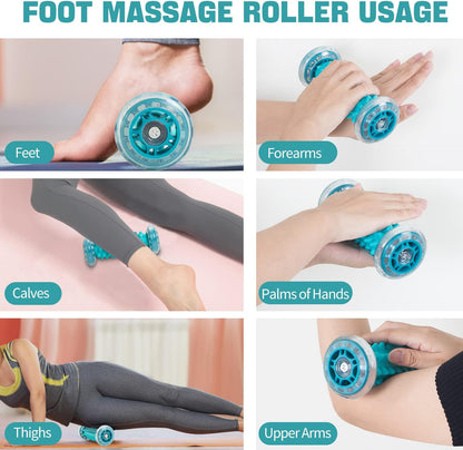 KINGTLE Foot Massage Roller Kit 3 Pcs for Plantar Fasciitis Relief, Muscle Massage Roller and Balls for Circulation and Foot Pain