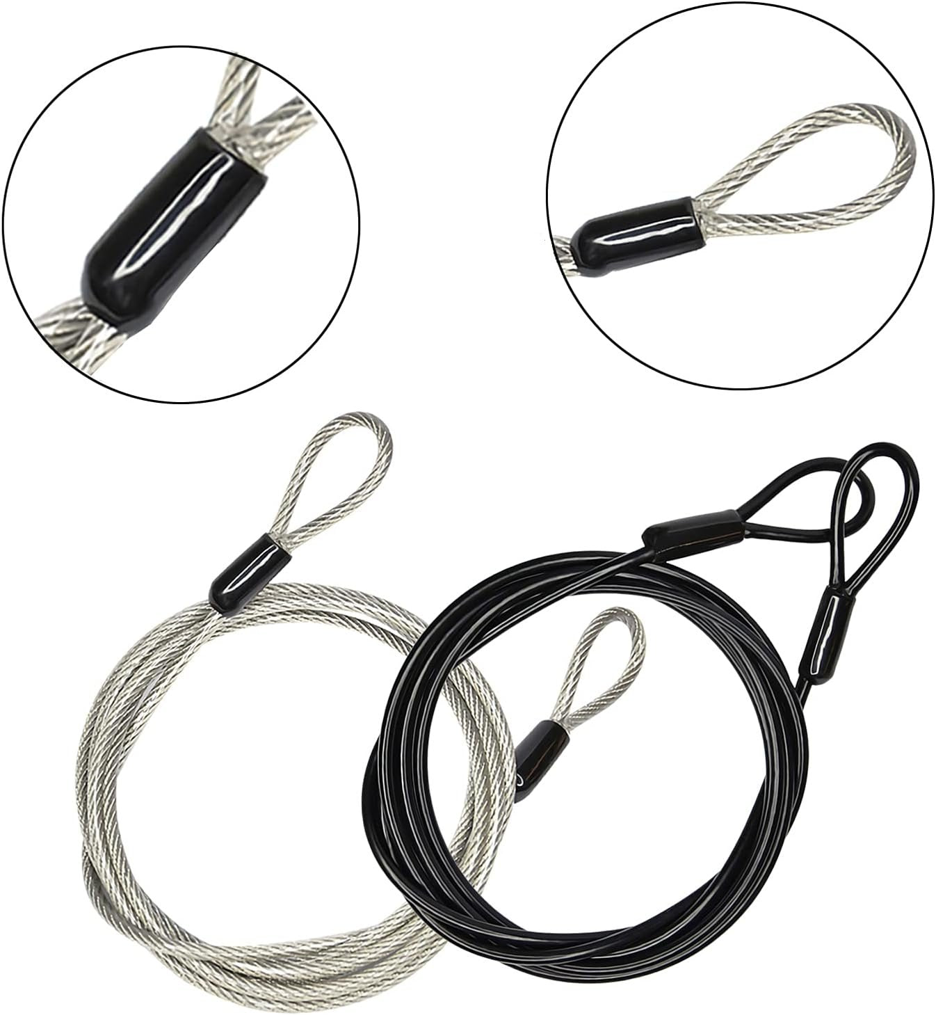 GOMRQING 100CM/3.3ft 3mm Outdoor Travel Security Cable Lock,Braided Steel Coated Safety Cable Luggage Lock,Safety Cable Wire Rope Double Loop Lightweight (2 Pack)