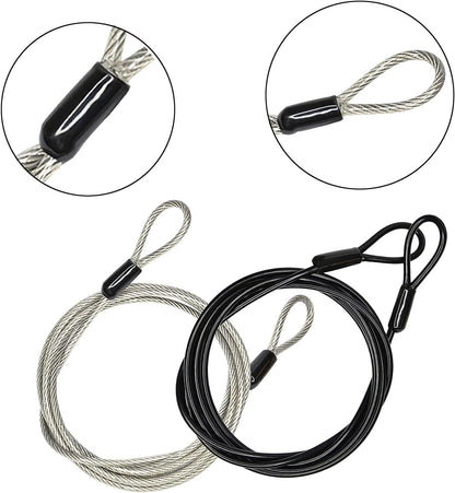 GOMRQING 100CM/3.3ft 3mm Outdoor Travel Security Cable Lock,Braided Steel Coated Safety Cable Luggage Lock,Safety Cable Wire Rope Double Loop Lightweight (2 Pack)