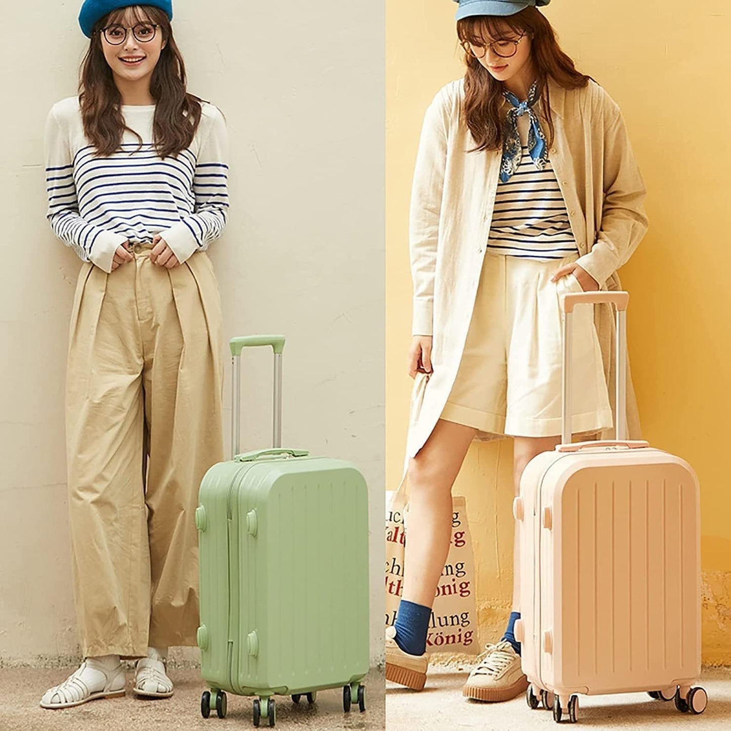 LANAZU Wheeled Suitcases Portable Luggage Large Capacity Luggage Hard Suitcases Safety Combination Lock Hand Luggage (Yellow), yellow