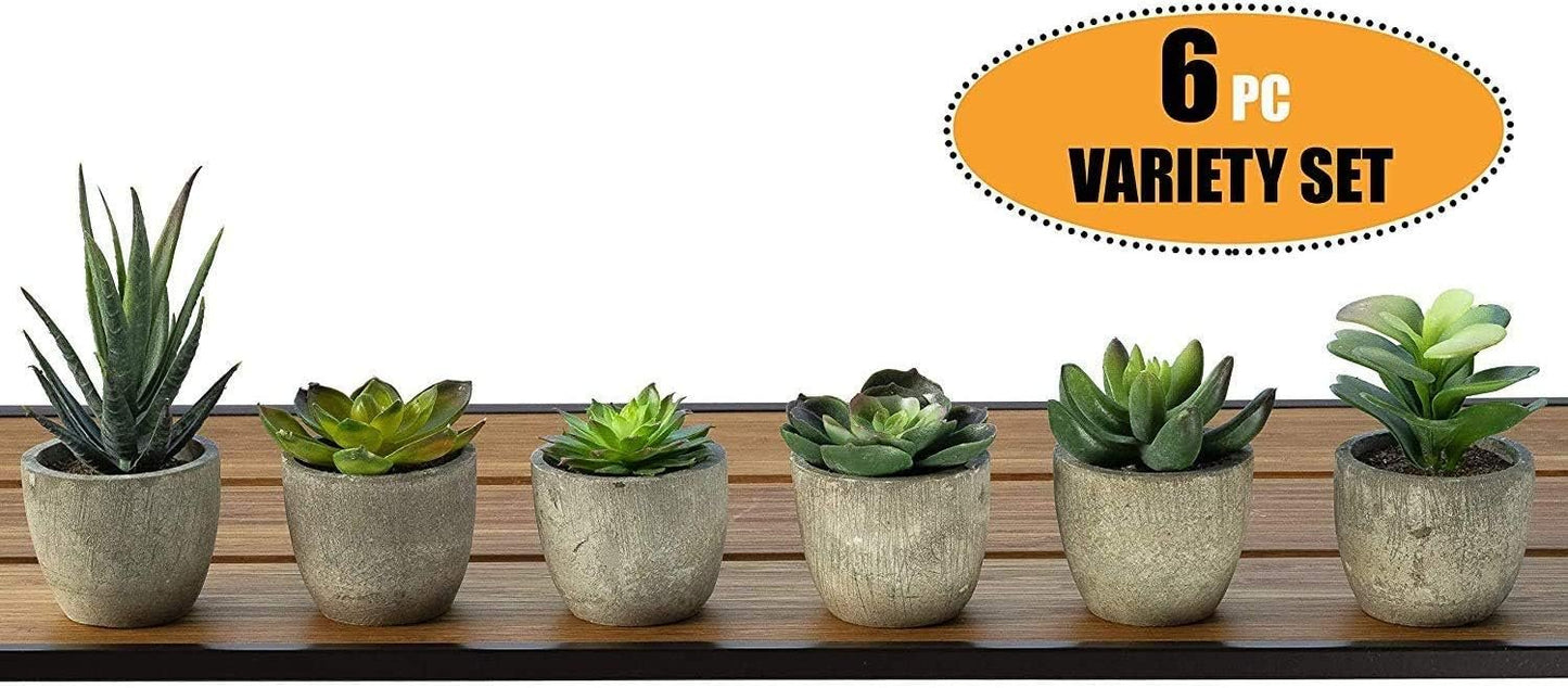 Artificial Plant 6 Pack Fake Plants Bathroom Decor Artificial Succulents Plante Artificielle Artificial Plants for Decor for Indoor Home Office Table Decoration (Grey)