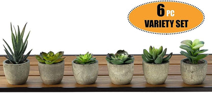 Artificial Plant 6 Pack Fake Plants Bathroom Decor Artificial Succulents Plante Artificielle Artificial Plants for Decor for Indoor Home Office Table Decoration (Grey)