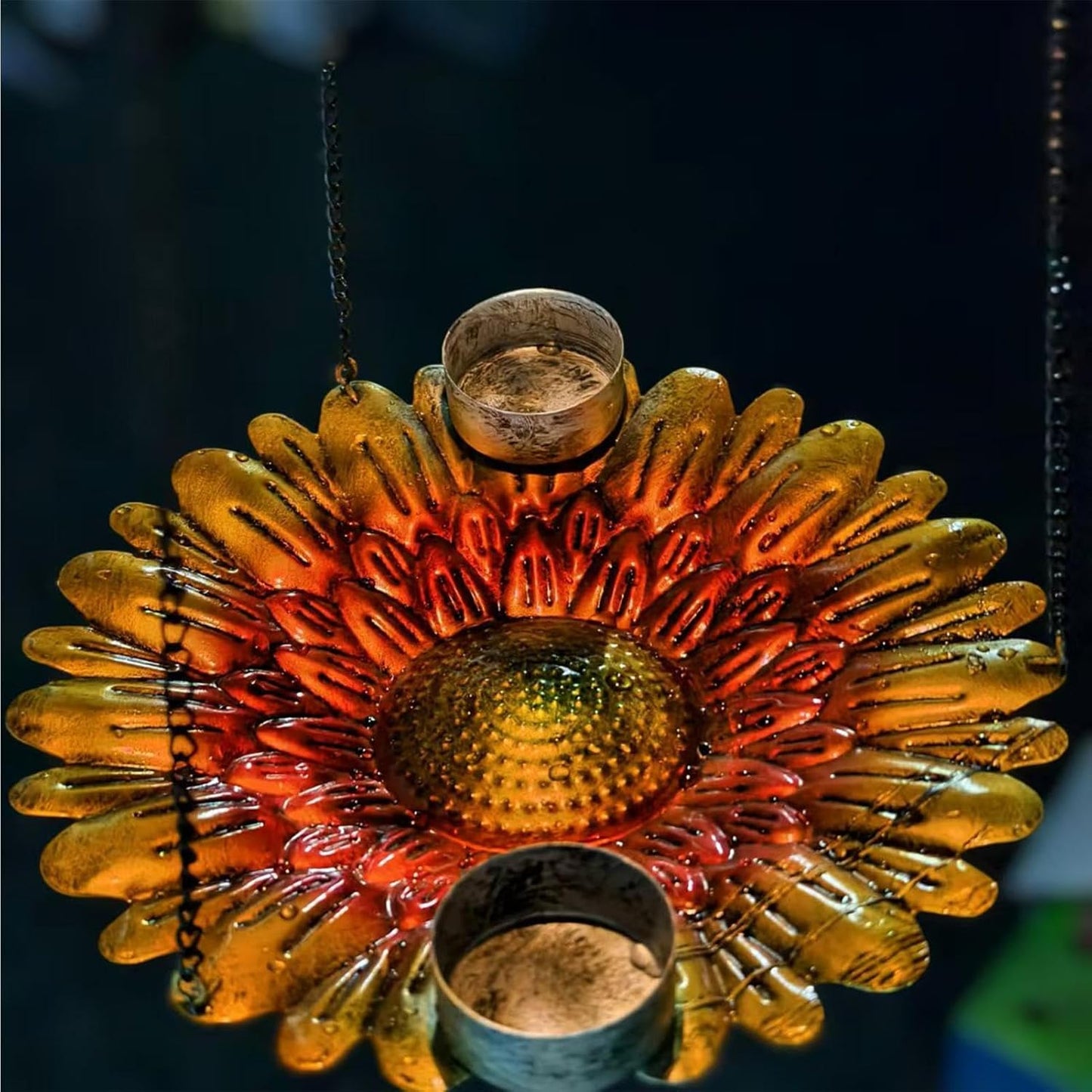 Mangiatoia per uccelli a energia solare, 2 in 1, in metallo, per esterni, decorazione da giardino, resistente alle intemperie, per bere e mangiare animali domestici