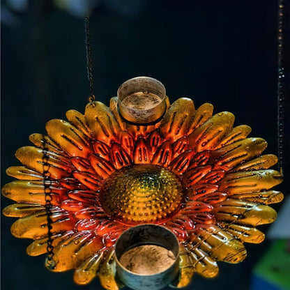 Mangiatoia per uccelli a energia solare, 2 in 1, in metallo, per esterni, decorazione da giardino, resistente alle intemperie, per bere e mangiare animali domestici