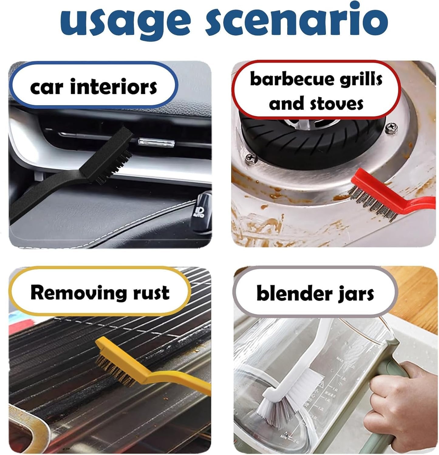 Crevice Cleaning Brush Set, Multi Purpose Hard Bristle Brushes for Deep Cleaning Gap, Kitchen, Bathroom, Grout, Sink, Corners, Tight Spaces, Bottle, Cup, Blender & More