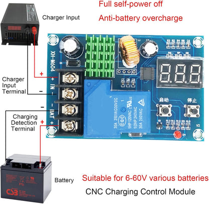 XH-M604 Board DC 6-60V Battery Charging Control Module with Digital Display for Home Solar Energy