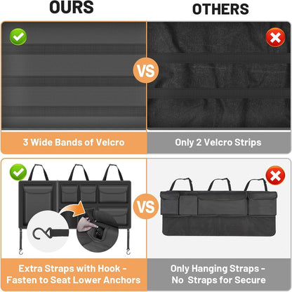 Automiim Detachable Hanging Trunk Organizer, Foldable Car Trunks Organizer Back Seat Hangings with 7 Large Compartments, Hanging Trunk Organizer for SUVs, Jeeps, Hatchbacks