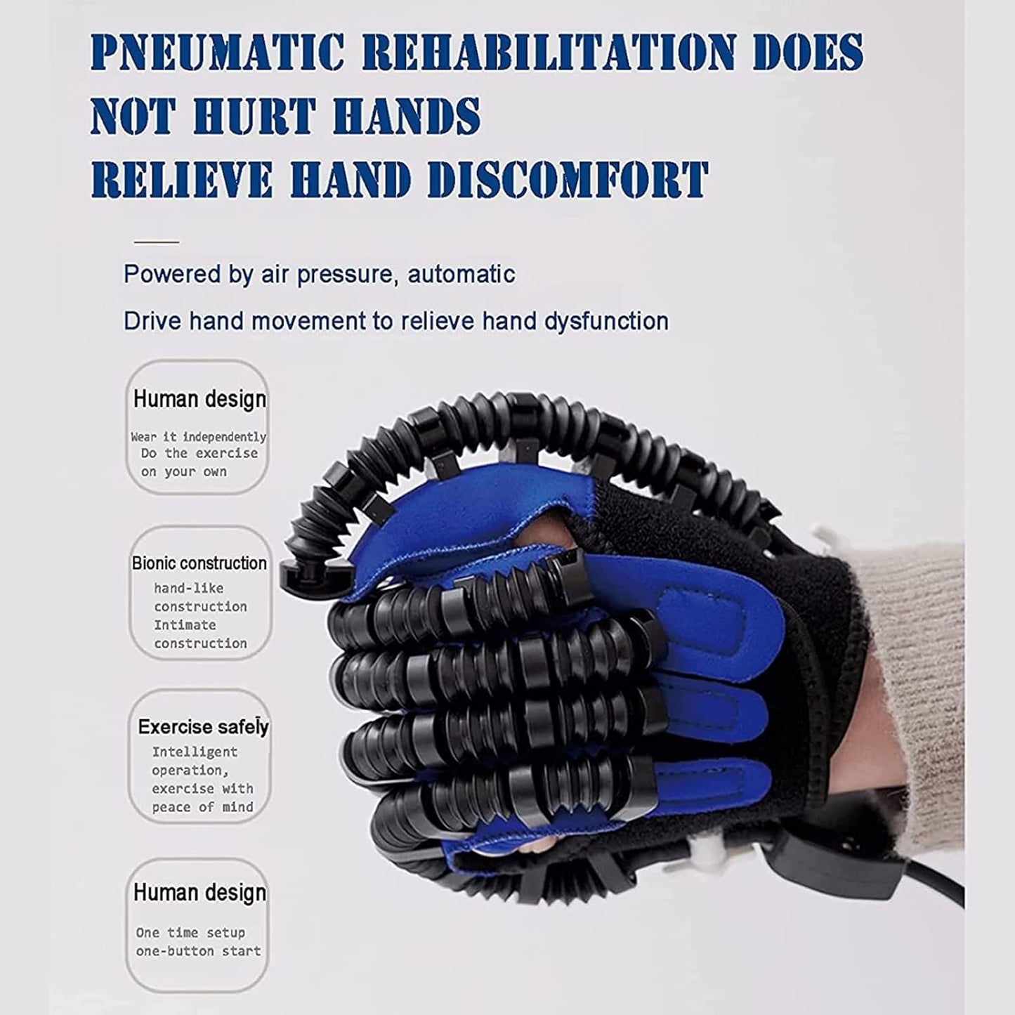 XGXHIN Guanto per Robot Riabilitativo, Dispositivo per Riabilitazione della Mano, per Esercizi per Mano per Emiplegia da Ictus Recupero della Funzione della Mano Allenatore per Dita