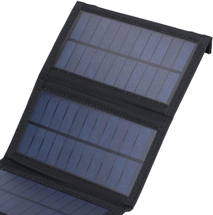 Solar Power Bank, Solar 20W USB Foldable Solar Panel with Buckles for Outdoors (Black)