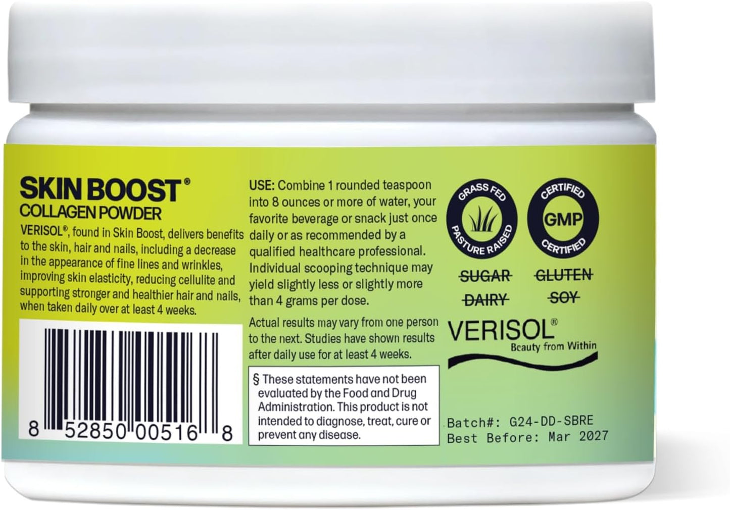 Skin Boost (Acai Lemonade) [30-Serves] | Collagen Powder Supplement with VERISOL Bioactive Hydrolyzed Collagen Peptides & Vitamin C to Improve Skin, Hair & Nail Health