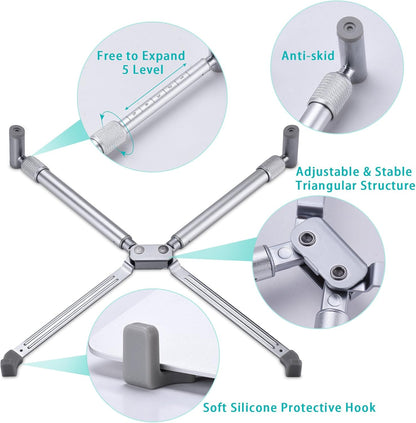 JUBOR Laptop Base Stand for MacBook Pro Computer Lap Notebook, Adjustable Laptop Riser Cooling Aluminium Ventilated Portable Foldable Ergonomic Holder for 12" 13" 15" 17" Screen