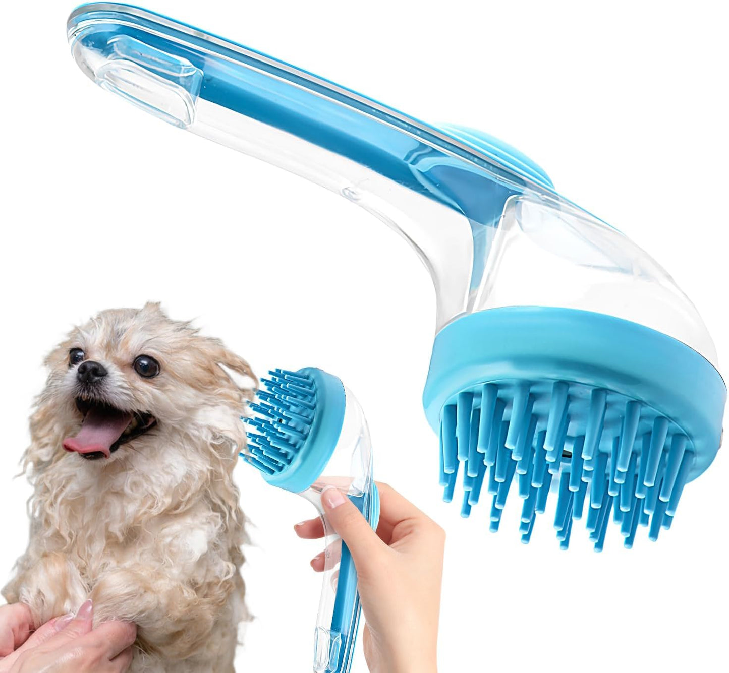 Dog Bath Brush - Soft Dog Shower Brush with Long Handle | Silicone Bristle Grooming Tool Cleaner Reusable Shower Accessories for Small Animals Long Short Hair