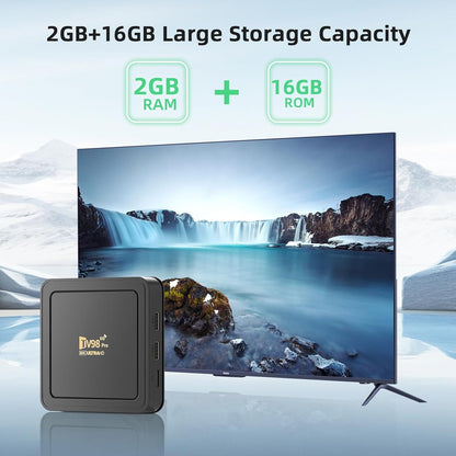 TV98 PRO 8K@60fps HDMI Media Player for USB Drive and TF Card, HD Digital Signage Player, Android 14.0 Box 2GB RAM 16GB ROM, H.265/MP4/MKV/MOV/AVI, Multi-Video Decoder, Remote Control, Home Theater